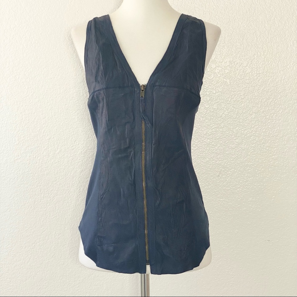 ILLIA Blue Leather Blouse